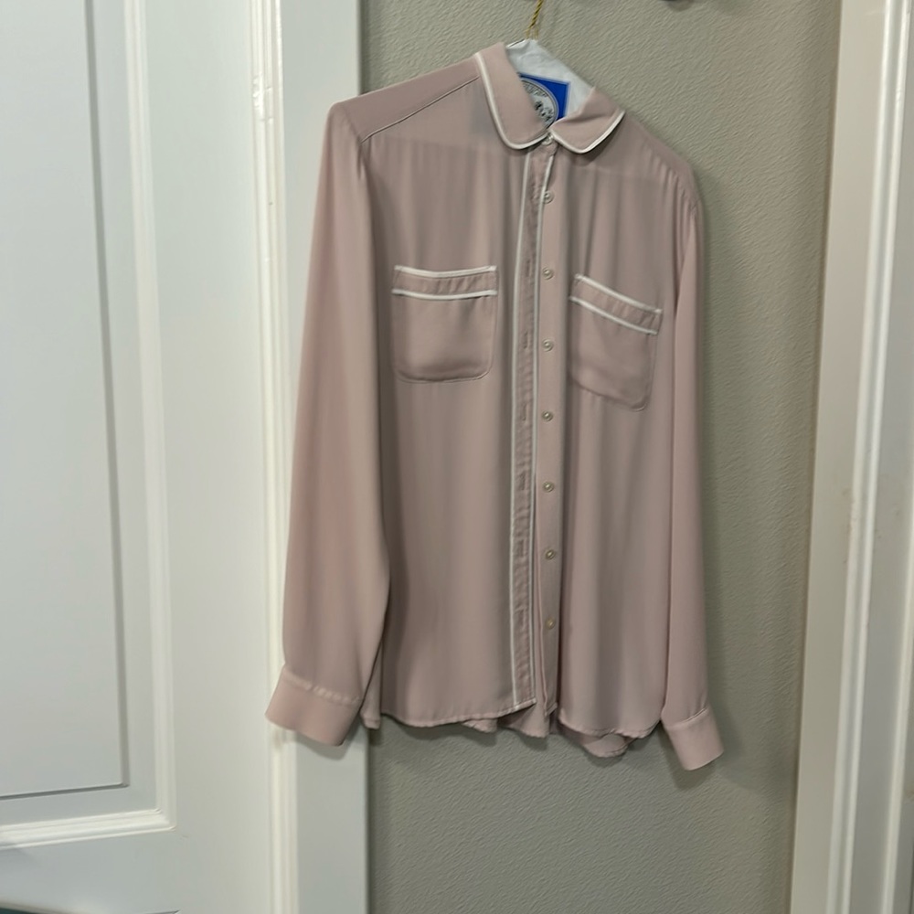 Pink with white piping blouse